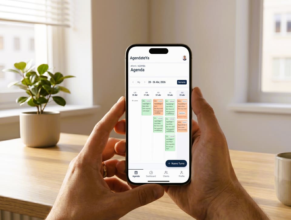 Vista semanal de la agenda de AgendateYa en un telefono