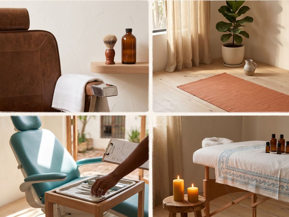 Collage de espacios y servicios de distintas industrias